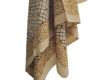 Hand Block Print Cotton Sarong: Boho Beach Scarf & Wrap