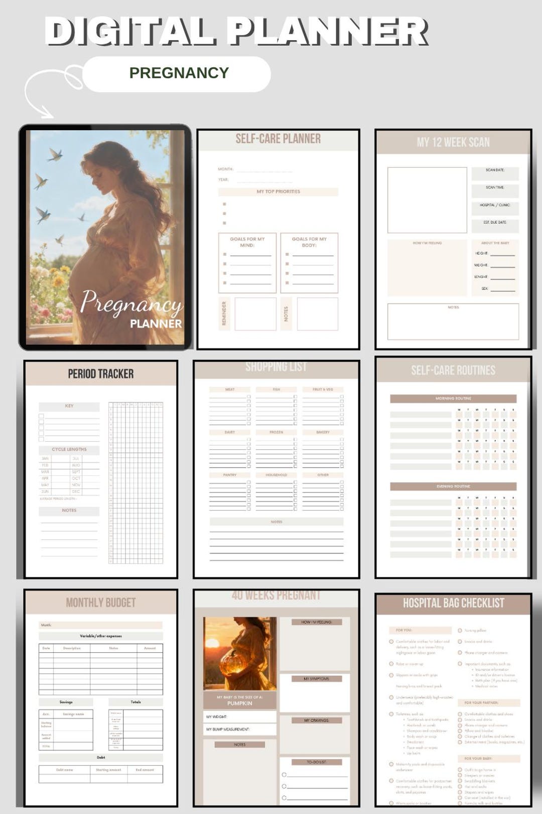 Ultimate Digital Pregnancy Planner UK | 112 Pages Hyperlinked ...