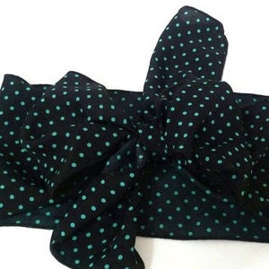 Black and Mint Green Polka Dot 1950s Wide Chiffon Headdcarf/ - Etsy