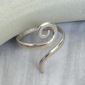 Sterling Silver Spiral Ring: Handmade Adjustable Swirl Boho Jewelry