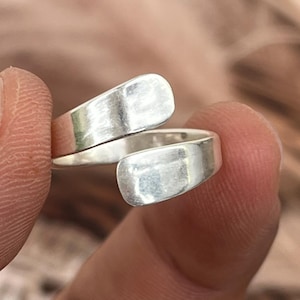 Handmade Sterling Silver Adjustable Spoon Ring: Minimalist Wrap Design