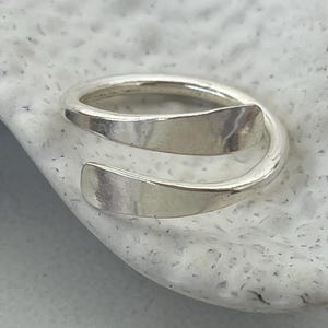 925 Sterling Silver Open Wrap Ring: Minimalist Adjustable Band
