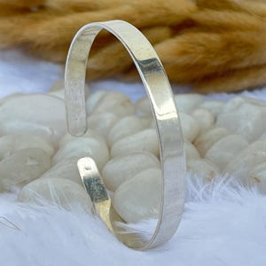 925 Sterling Silver Wide Cuff Bracelet: Handmade Minimalist Bangle