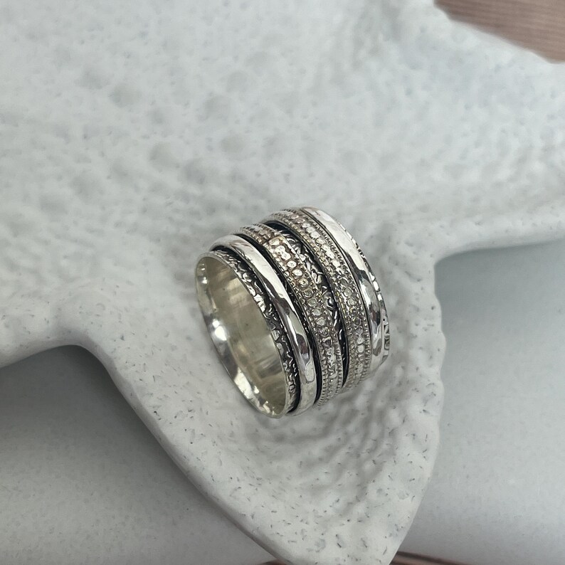 Handmade Sterling Silver Spinner Ring: Boho Fidget Anxiety Ring - Etsy