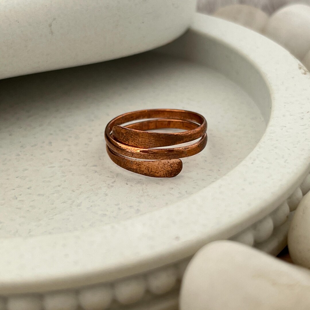 Handmade Copper Wrap Ring: Adjustable Rustic Boho Jewelry - Etsy