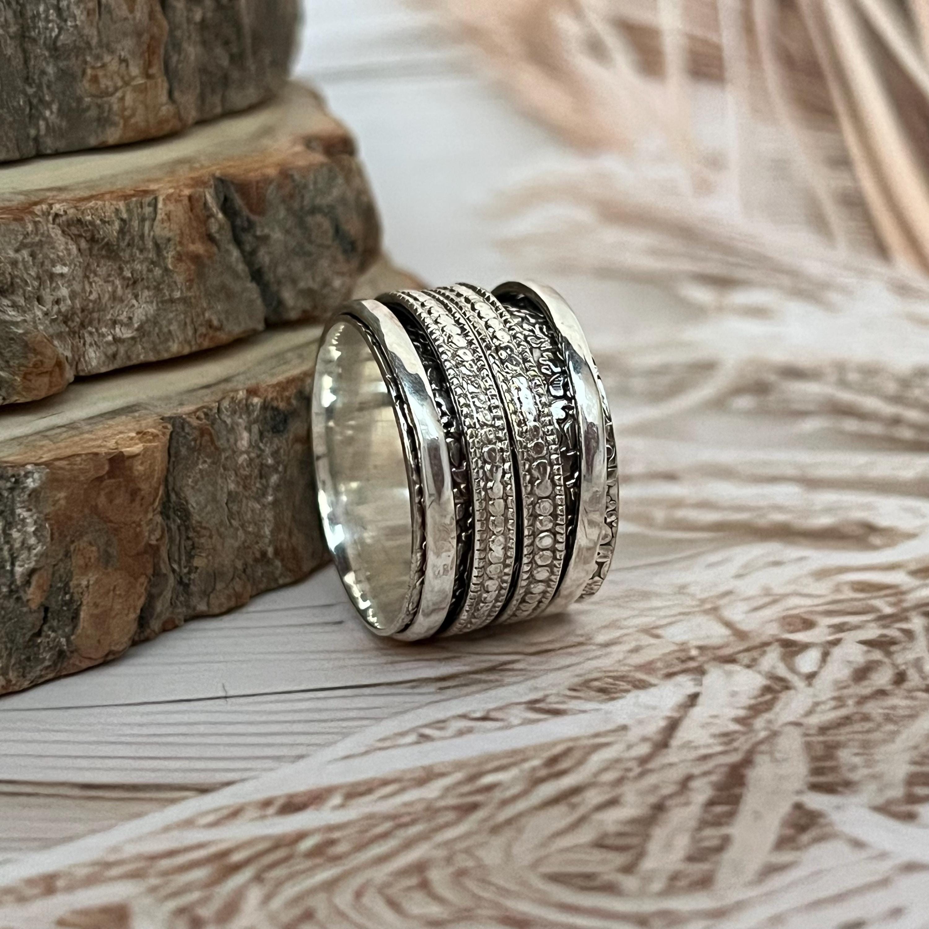 Handmade Sterling Silver Spinner Ring: Boho Fidget Anxiety Ring - Etsy
