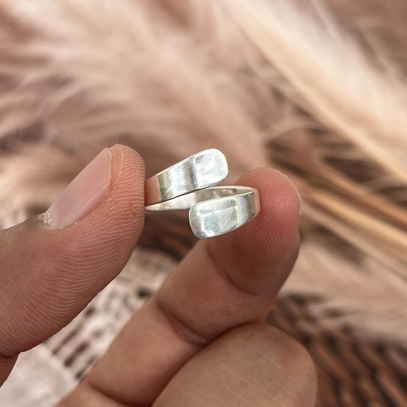 Handmade Sterling Silver Adjustable Spoon Ring: Minimalist Wrap Design image 1