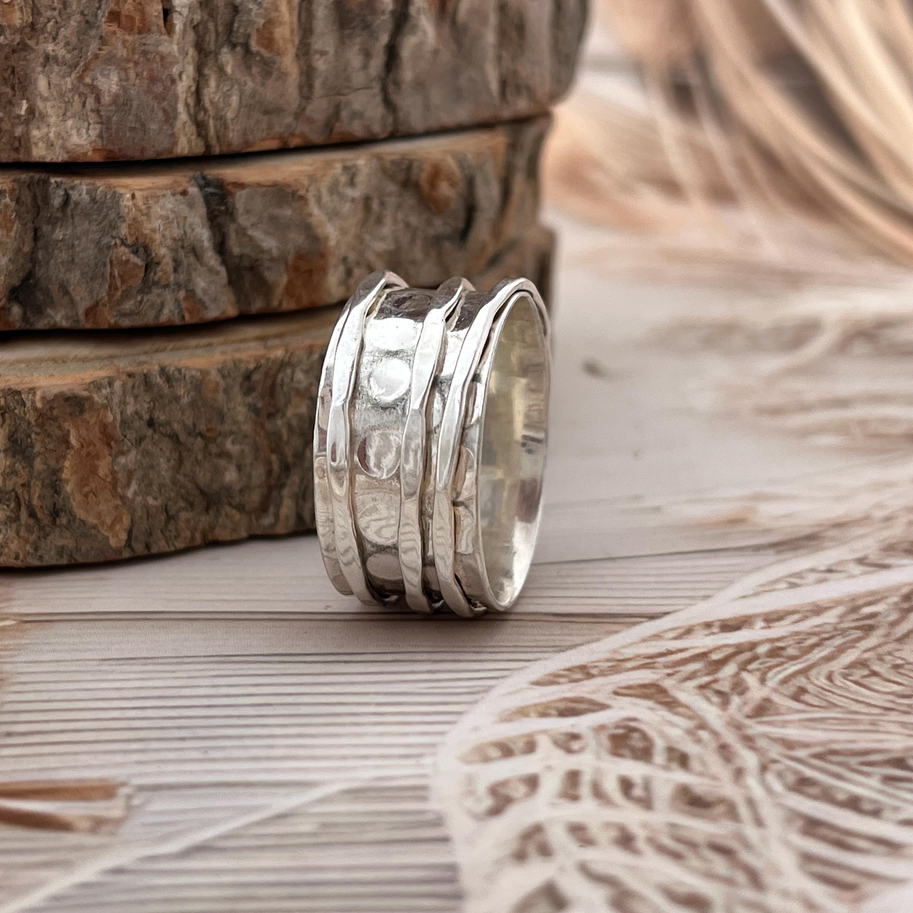 Handmade Hammered Sterling Silver Statement Ring: Unisex Boho Band - Etsy