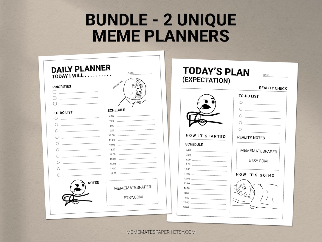 Funny Meme Daily Planner: Printable & Digital PDF (A4/US Letter) - Etsy