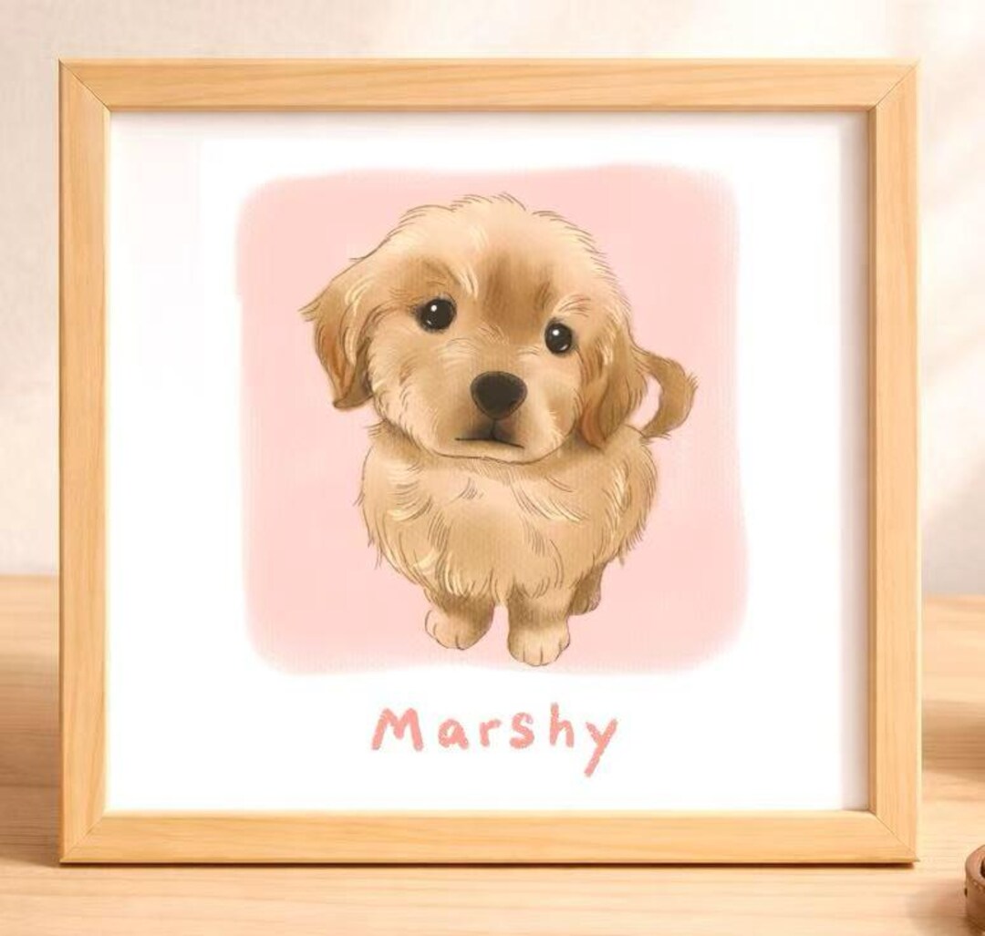 Hand Drawn Pet Portrait, Custom Dog or Cat Illustration, Fluffy Style ...