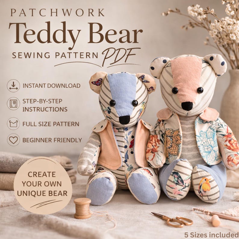 Memory Bear Sewing Pattern PDF Keepsake Bear Pattern Memorial Teddy 