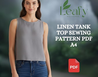 Patron de couture de débardeur en lin PDF | d'été sans manches pour femme | Patron de couture de débardeur bricolage facile pour débutant | Téléchargement numérique