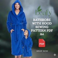 Men and Women Bathrobe Pdf Sewing Pattern, Hooded Robe, Kimono Robe ...