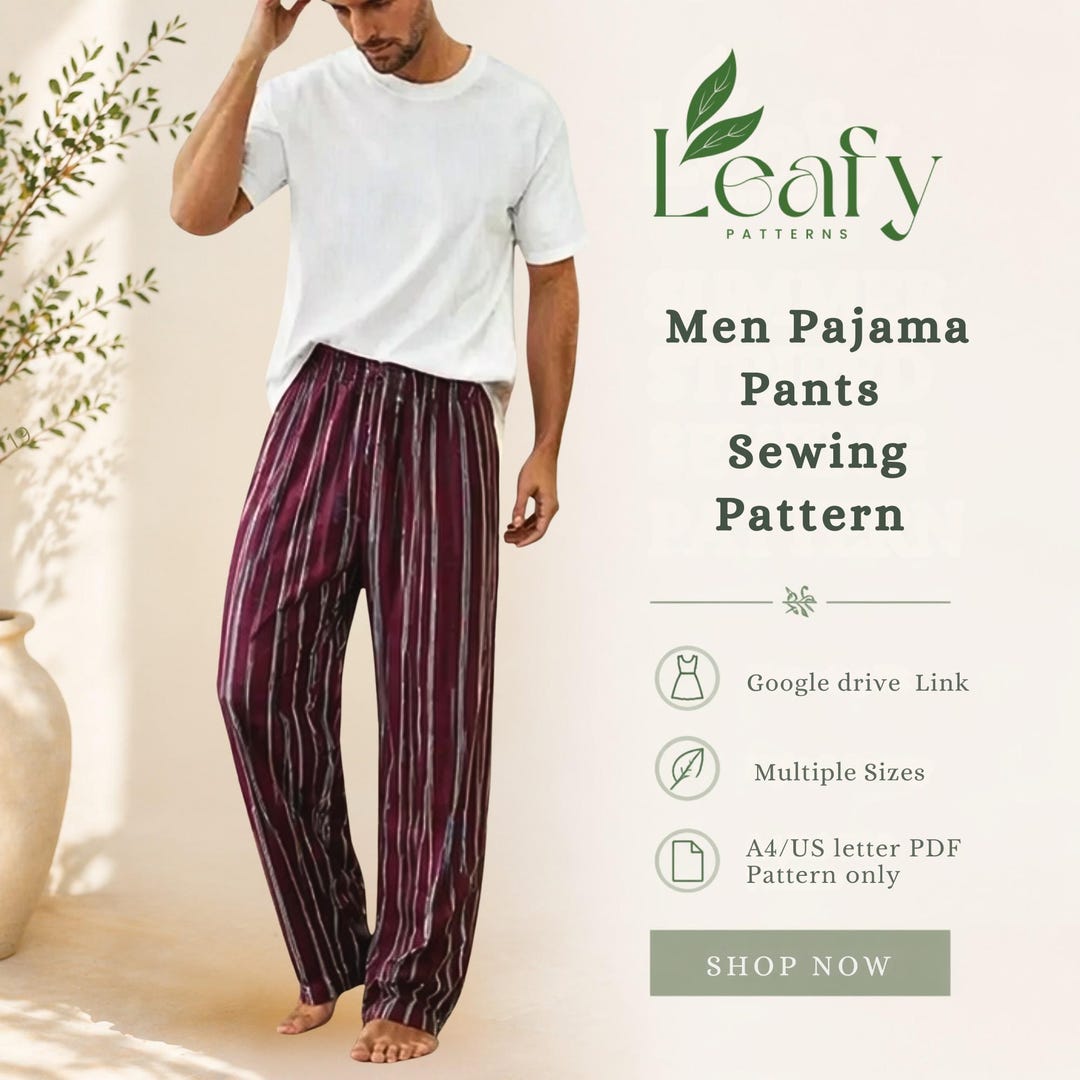 Men Pajama Pants Sewing Pattern PDF | Lounge Pants Pattern Men | PJ ...