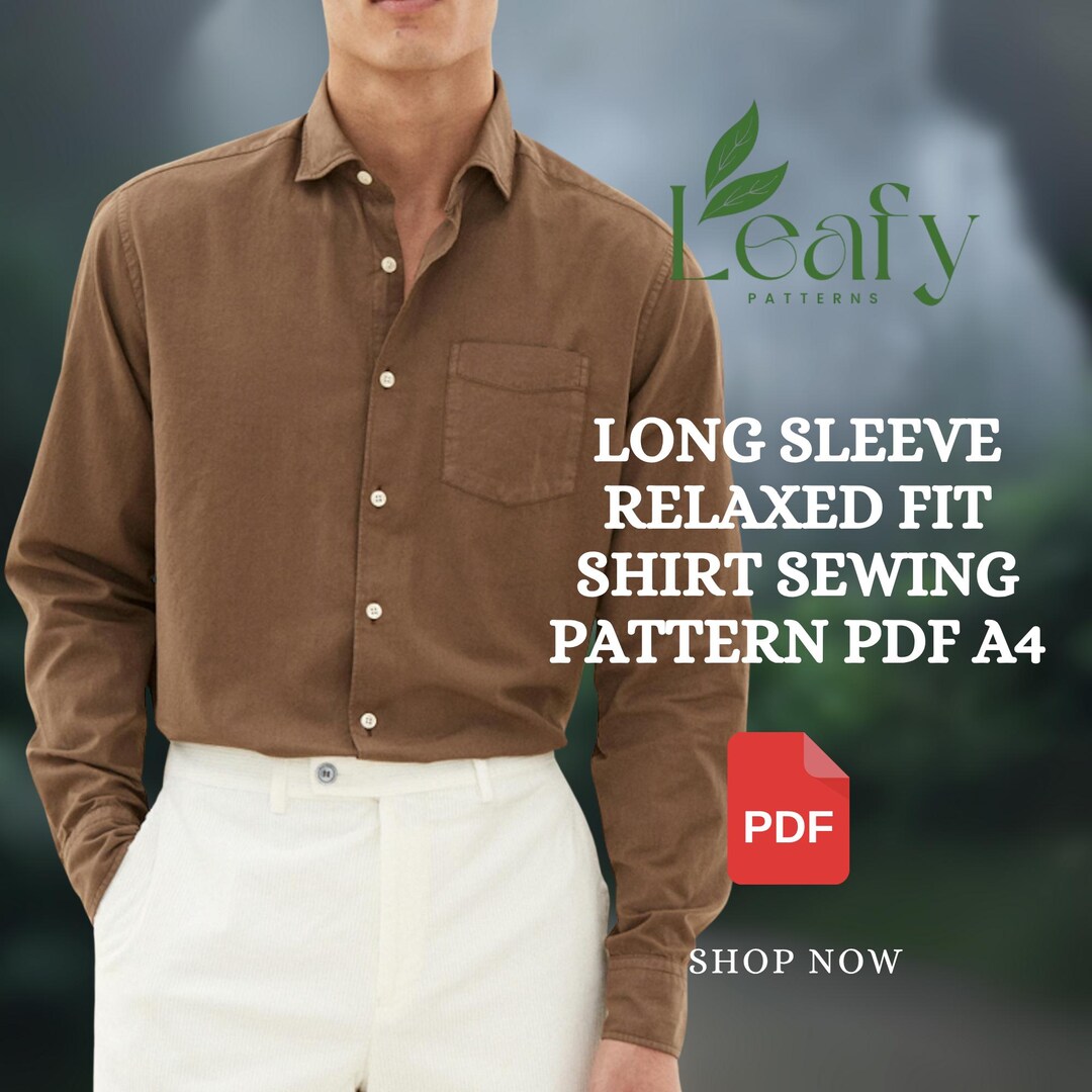 Long Sleeve Relaxed Fit Linen Shirt Sewing Pattern PDF | Oversized ...