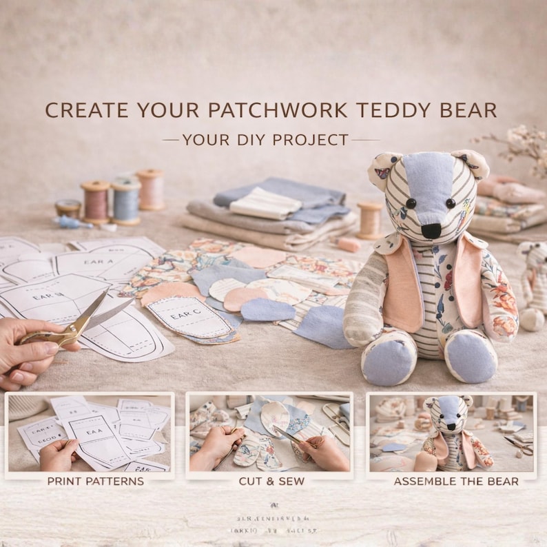 Memory Bear Sewing Pattern PDF | Keepsake Bear Pattern | Memorial Teddy ...