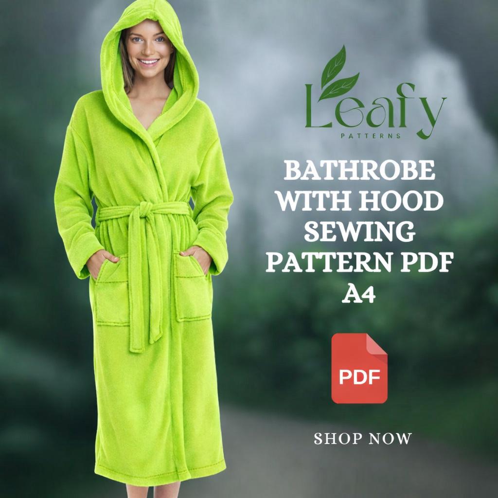 Bathrob Pattern Bathrobe With Hood Sewing Pattern PDF | Unisex Robe | Cozy Lounge Robe ...