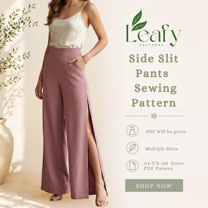 Wide Leg Side Slit Pants Sewing Pattern