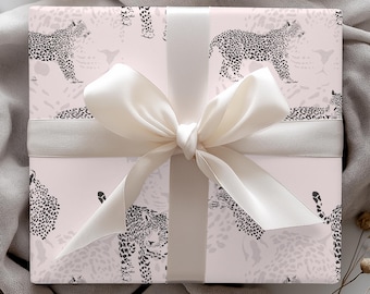 Leopard Pattern Wrapping Paper Rolls Pink Animal Gift Wrap for Women Present Cheetah Print Roll