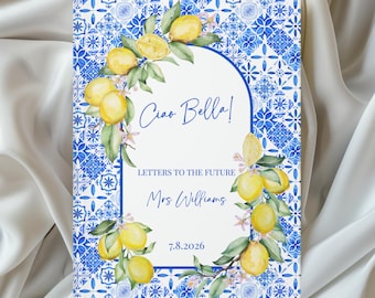 Customized Guest Book Bridal Shower Italian Lemon Guestbook Personalized Letters to the Bride Keepsake Wedding Memory Book Future Mrs