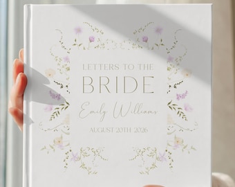 Floral Letters to the Bride Instant Photo Booth Book Hardcover Scrapbook with Blank Pages Guestbook Bridal Shower Keepsake for Future Mrs.
