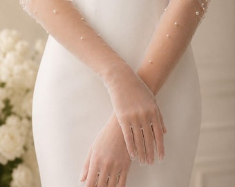 Schiere Perle Hochzeit Armstulpen, Elegante Tüll Hochzeit Accessoires