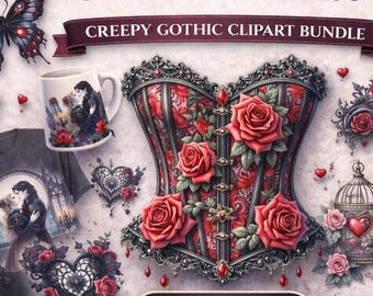 Dark Romance Clipart: Gothic Love Illustrations PNG Bundle (Digital Download)