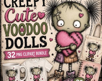 Voodoo Doll Clipart: Gothic Magic Plush PNG Collection (Digital Download)