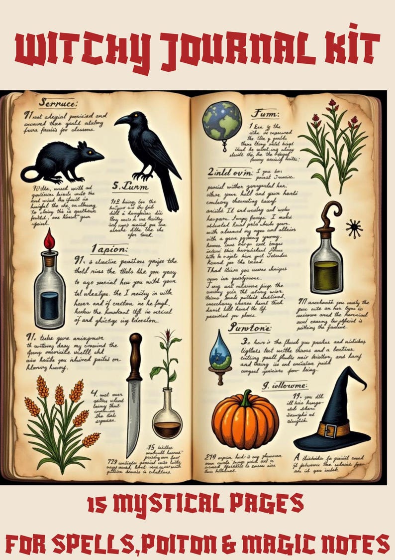 Witchy Journal Pages: Grimoire Spell Book Printable Planner Kit ...