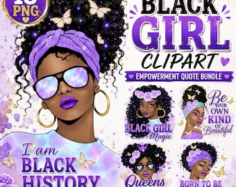 Black Girl Quotes Clipart Bundle: Afro Woman Empowerment PNG Designs (Digital Download)