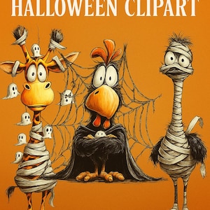 47 Funny Halloween Animal Clipart: Spooky PNG Stickers (Digital Download)