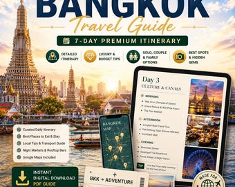 Guide de voyage de Bangkok PDF | Itinéraire de 7 jours, cartes et conseils locaux (téléchargement numérique)