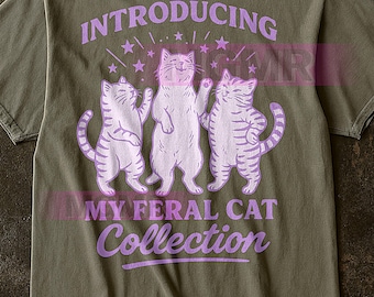 Presentamos mi camiseta de gato salvaje, camiseta gráfica con cita divertida, camiseta para amantes de los gatos, camiseta humorística de gato salvaje, regalo original para dueños de mascotas