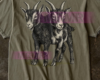 Two Headed Goat T-Shirt, Gothic Spooky Graphic Tee, Occult Goat Shirt, Halloween Lover Gift, Weird Animal Shirt