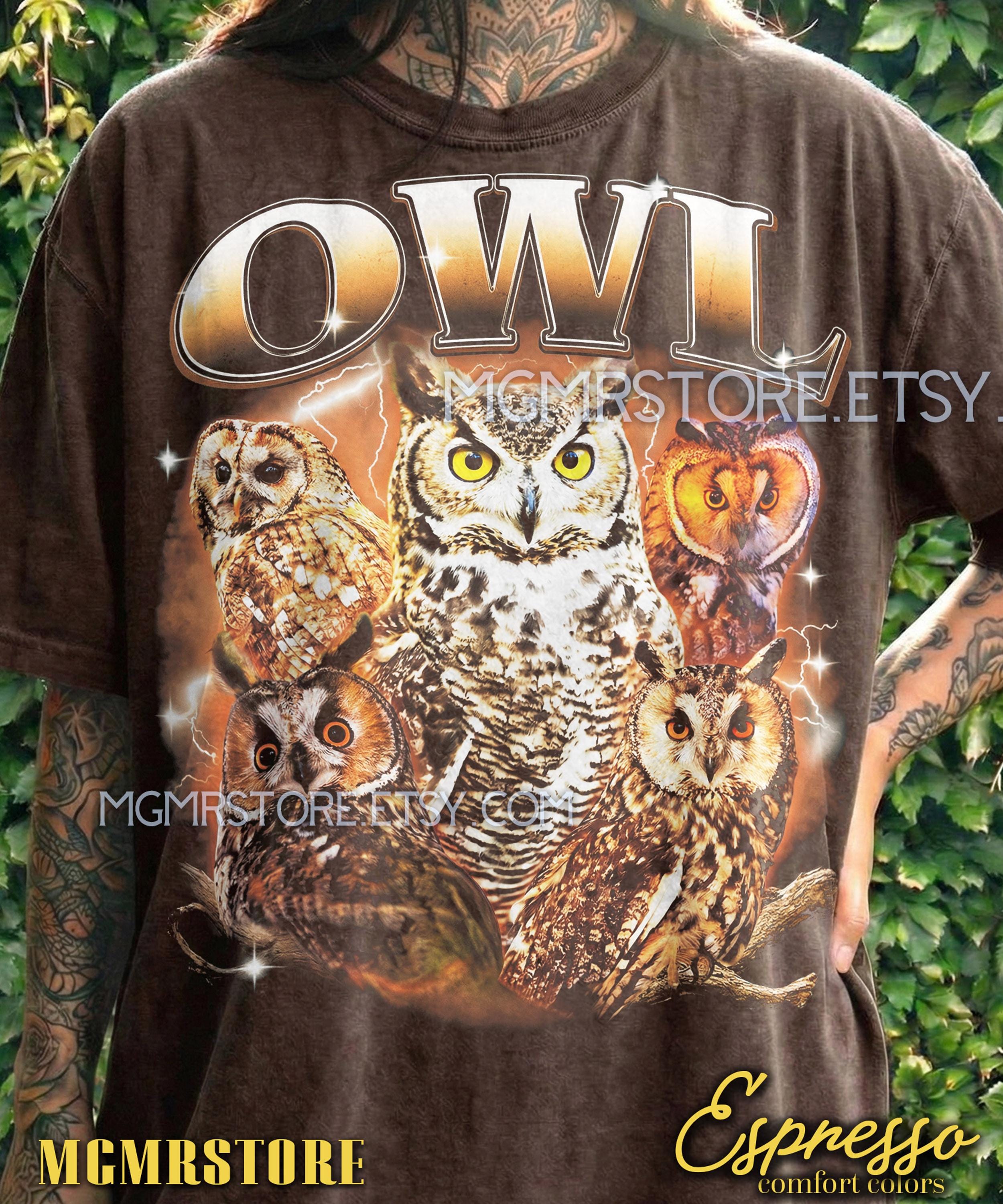Owl Comfort Colors&reg; Tshirt, Vintage 90S Graphic Style Tees, Retro Bird Nature Lover Sweater, Thu