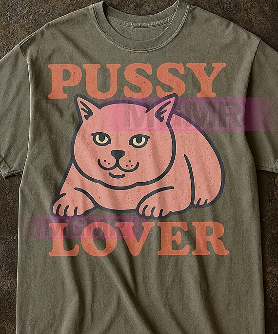 Pussy Lover Vintage Cat T-shirt, Cartoon Bold Retro Pink Graphic