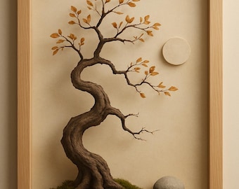 Zen Tree Printable Wall Art | Japanese Minimalist Tree Poster | Neutral Boho Decor | Digital Download