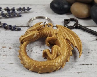 Drache Schlüsselanhänger: 3D gedruckter Fantasy Fabelwesen Anhänger