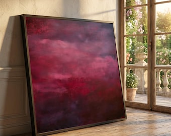 Deep Red Abstract Canvas, Mark Rothko Style Wall Art, Modern Expressionist Canvas, Abstract Contemporary Home Decor