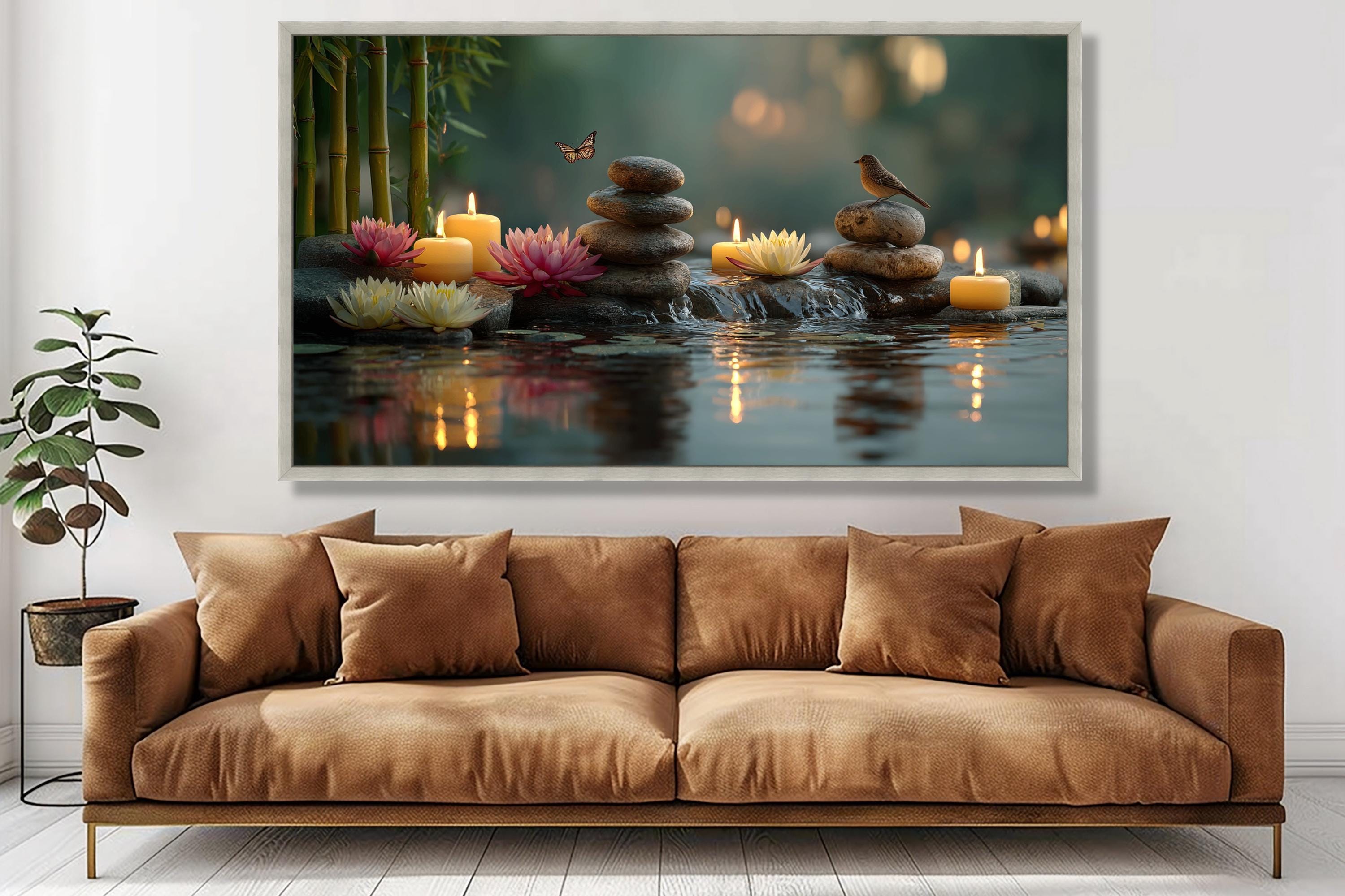 Tranquil Zen Garden Canvas, Spa Stones and Lotus Flowers Wall Art ...