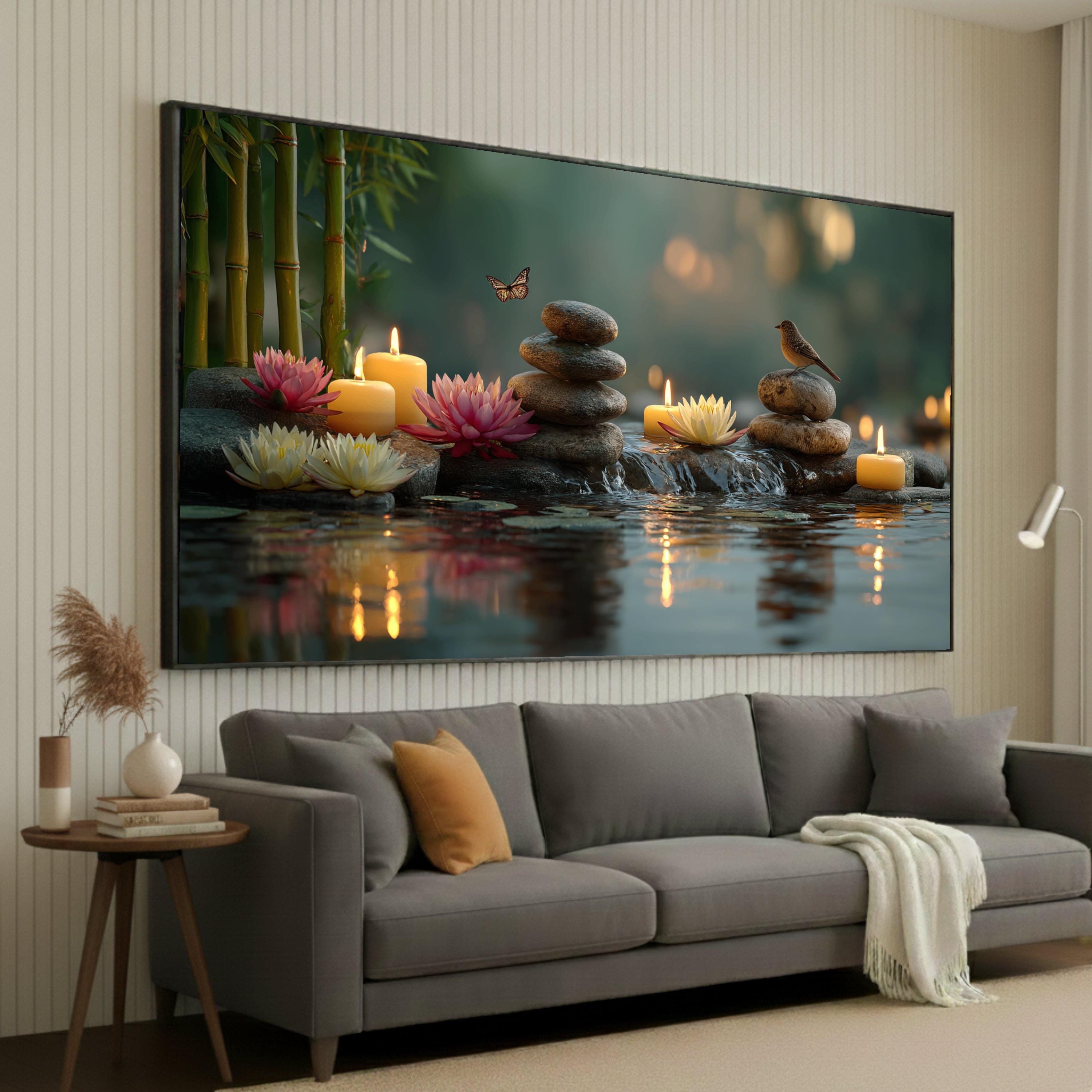 Tranquil Zen Garden Canvas, Spa Stones and Lotus Flowers Wall Art ...