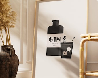 Gin Botanical No. 17 Print | Minimalist Bar Art (Digital Download)