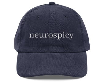 Embroidered Neurospicy Corduroy Cap - Vintage Style