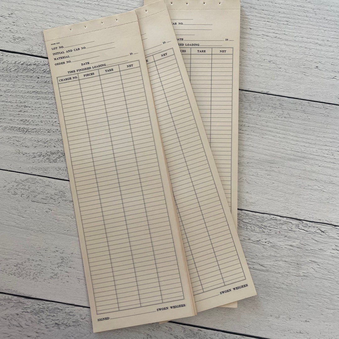 Vintage Railroad Loading Train Car Weight Slip Single Sheet Etsy