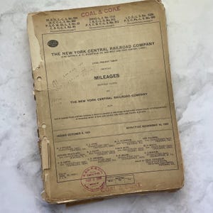 アンティーク 1920 年代 - 30 年代 ニューヨーク セントラル鉄道の走行距離表 3 枚セット