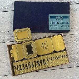 Cartões de preços de folha de ouro antiga Eureka Speciality Printing Co No.426 com suporte dobrável e números