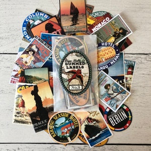 PHC n. 3 Etichette o adesivi gommati da viaggio con riproduzione vintage, set da 30