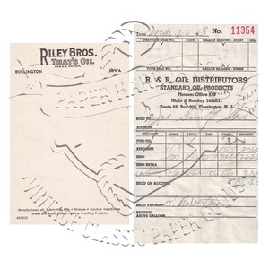 Carta intestata industriale vintage e set di ricevute di 2 immagini digitali PNG Clip Art per uso commerciale