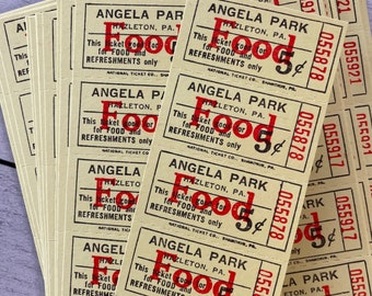 Vintage Angela Park Food Ticket Strip of 10 Perforated Tickets