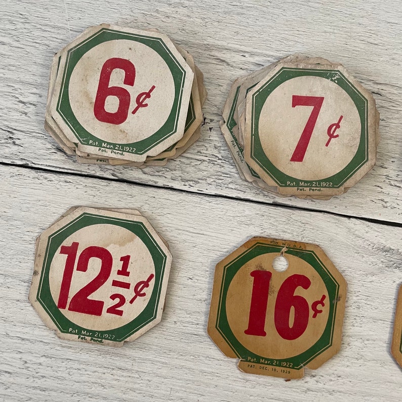 Antique Crown Brand Mercantile / Store Price Display Cards Red & Green ...
